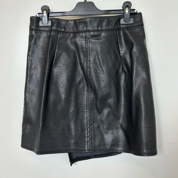 Vegan Leather Asymmetrical Mini Skirt - Picture 2 of 2